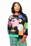 QUEEN OF SPARKLES Multi Checkered NYE Icon Sweatshirt