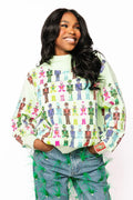 QUEEN OF SPARKLES Mint Multi Nutcracker Sweatshirt