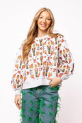 QUEEN OF SPARKLES Grey NUTCRACKER & CANDY CANE Sweatshirt