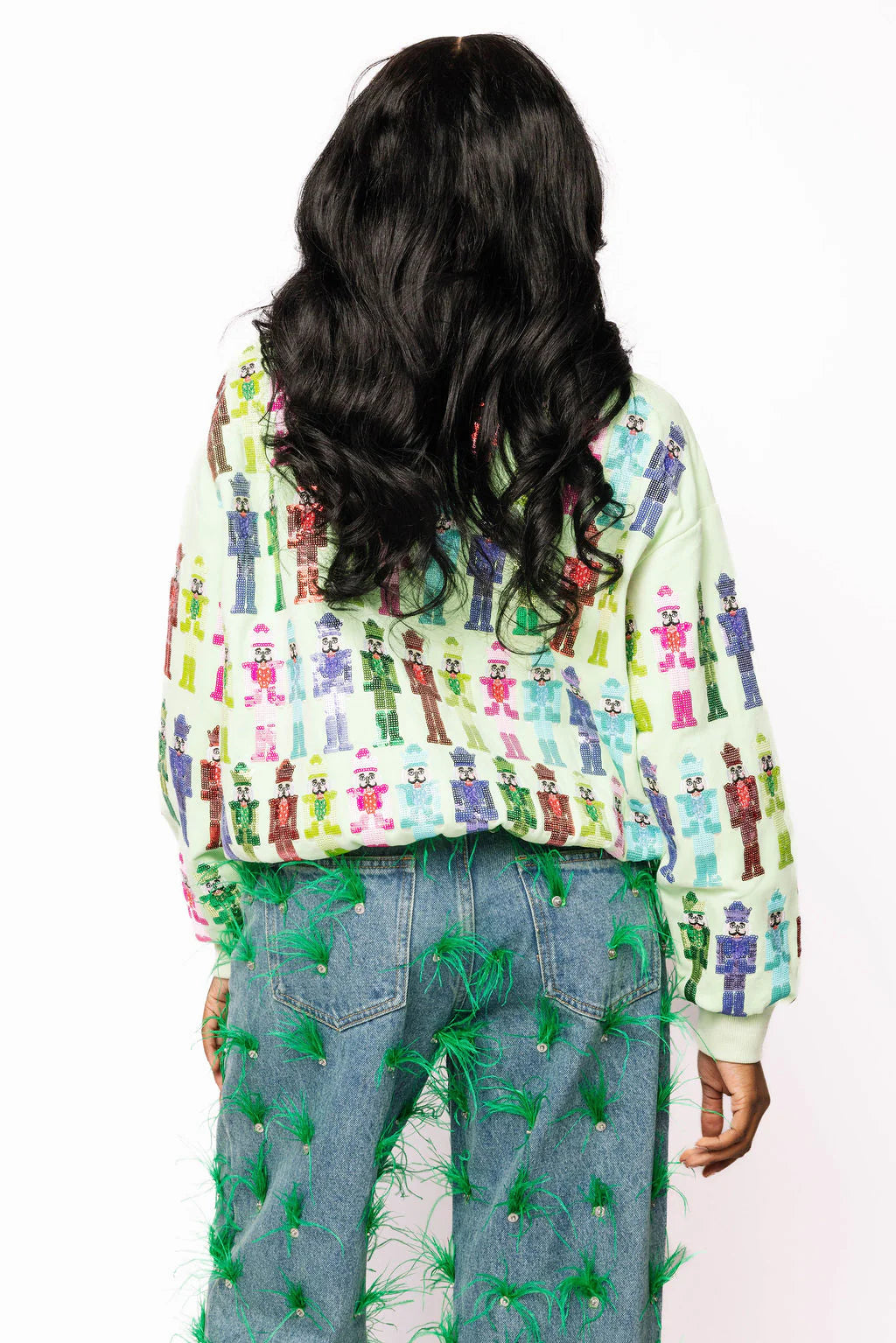 QUEEN OF SPARKLES Mint Multi Nutcracker Sweatshirt