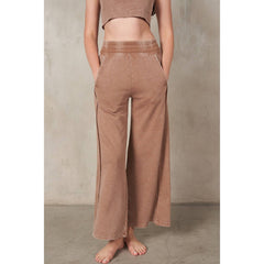 RISEN 2Piece HalterNeck RibMix WideLeg Pant Set