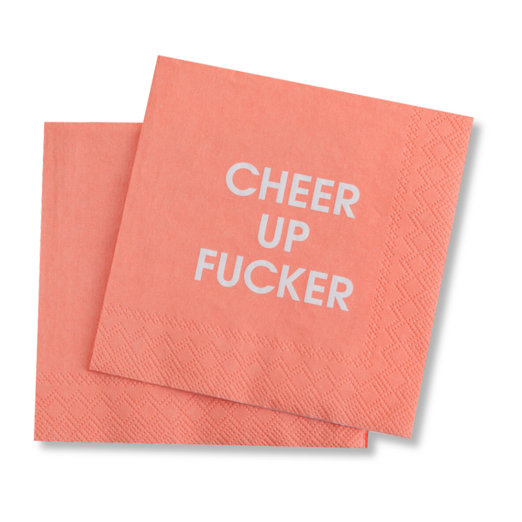 CG Cheer Up Fucker - Pink Cocktail Napkins