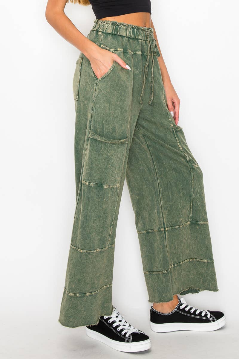 ECHOES Mineral Wash Wide leg Cropped pants