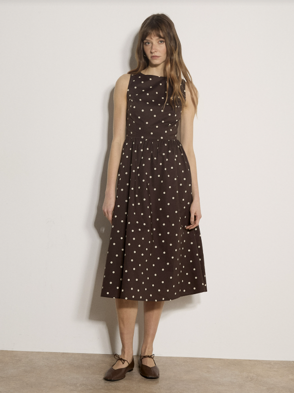 APRICOT Polka Dot Fit & Flare Dress