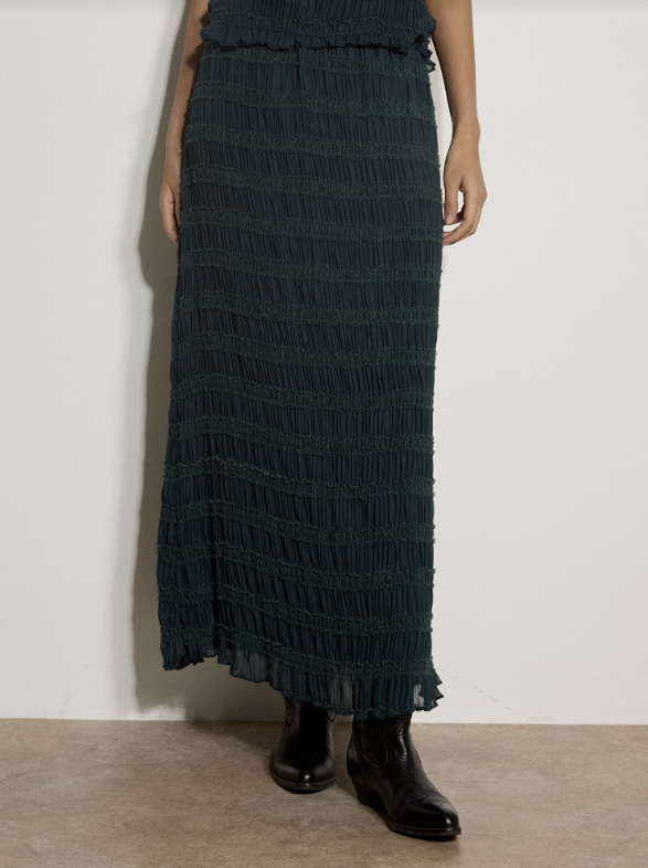 APRICOT Textured Chiffon Ruffle Maxi Skirt