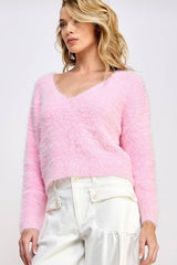 FLURRY FuzzyKnit V-Neck Sweater