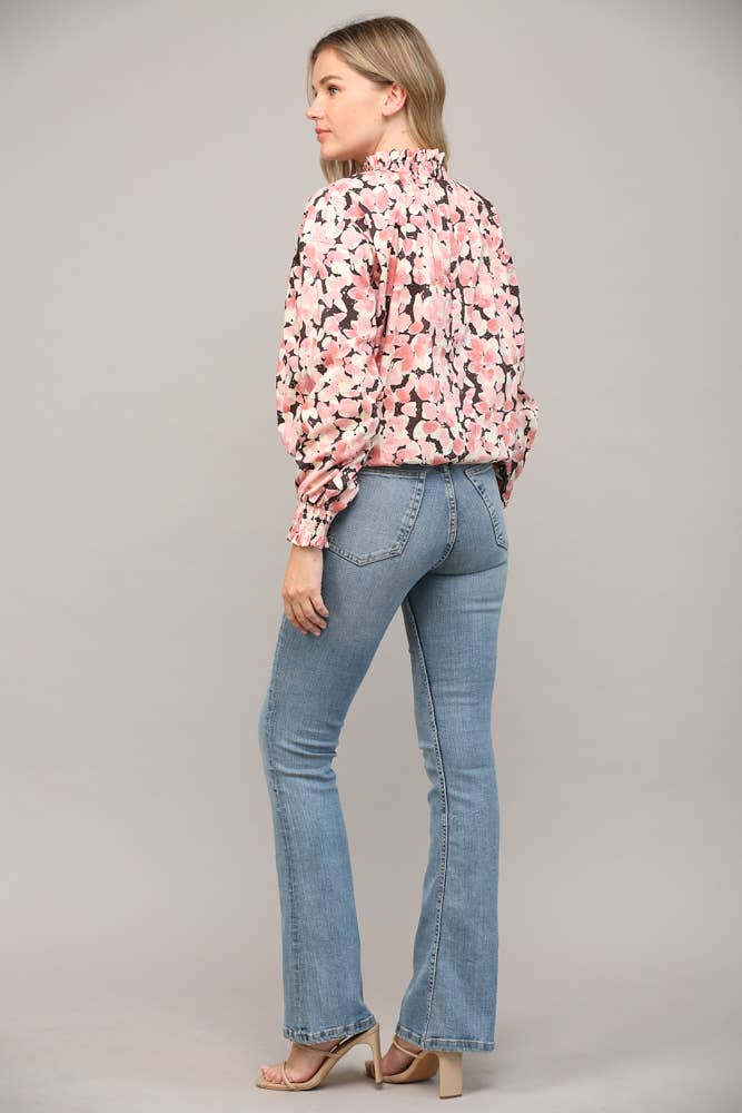 USHER Floral BubbleHem WaistCrop Top