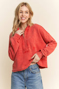 WYNN Mineral Wash HalfZip Kanga Pocket Top