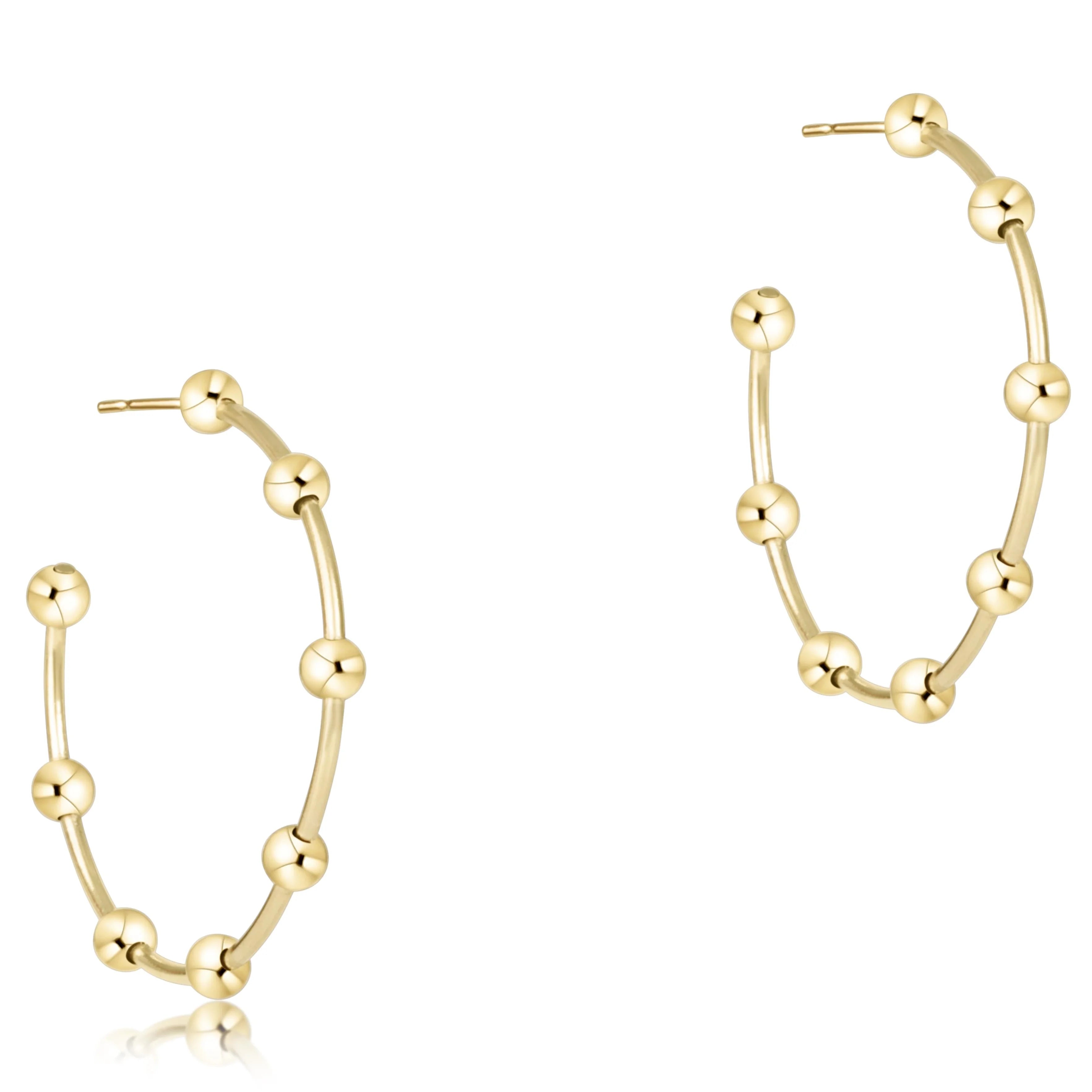 ENEWTON Beaded Simplicity 1" Post Hoop - Gold 4mm
