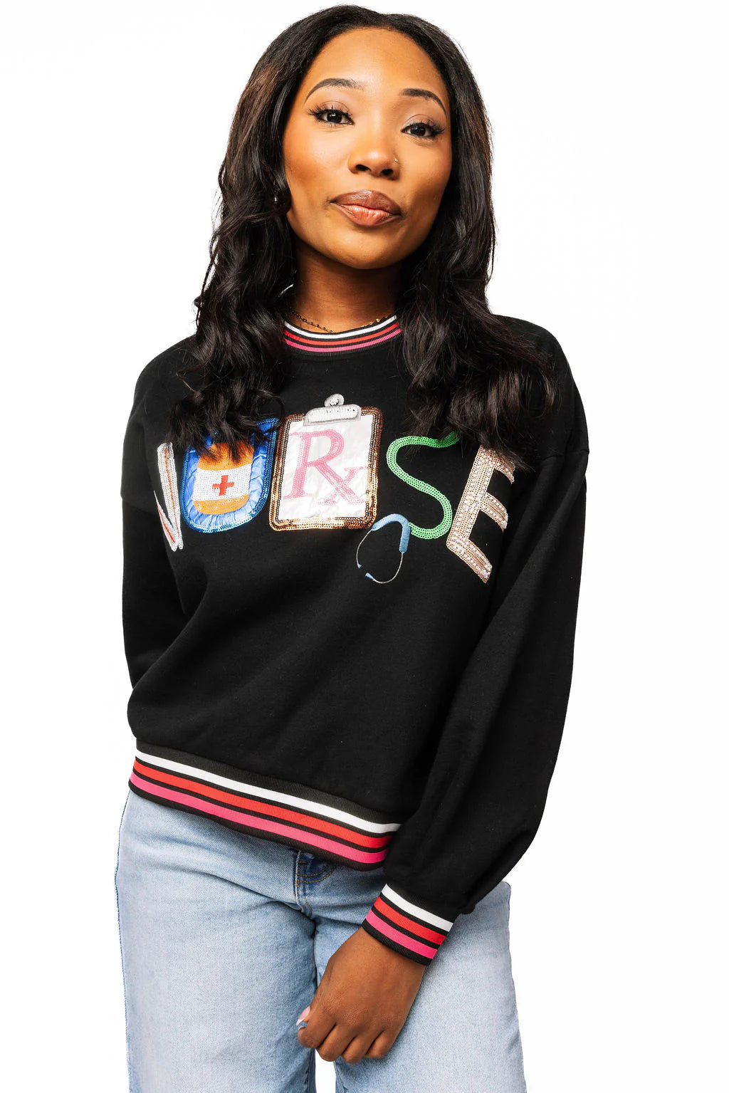 Queen of Sparkles Black Icon Nurse Sweatshirt