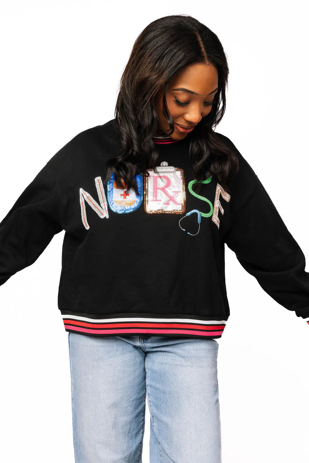 Queen of Sparkles Black Icon Nurse Sweatshirt