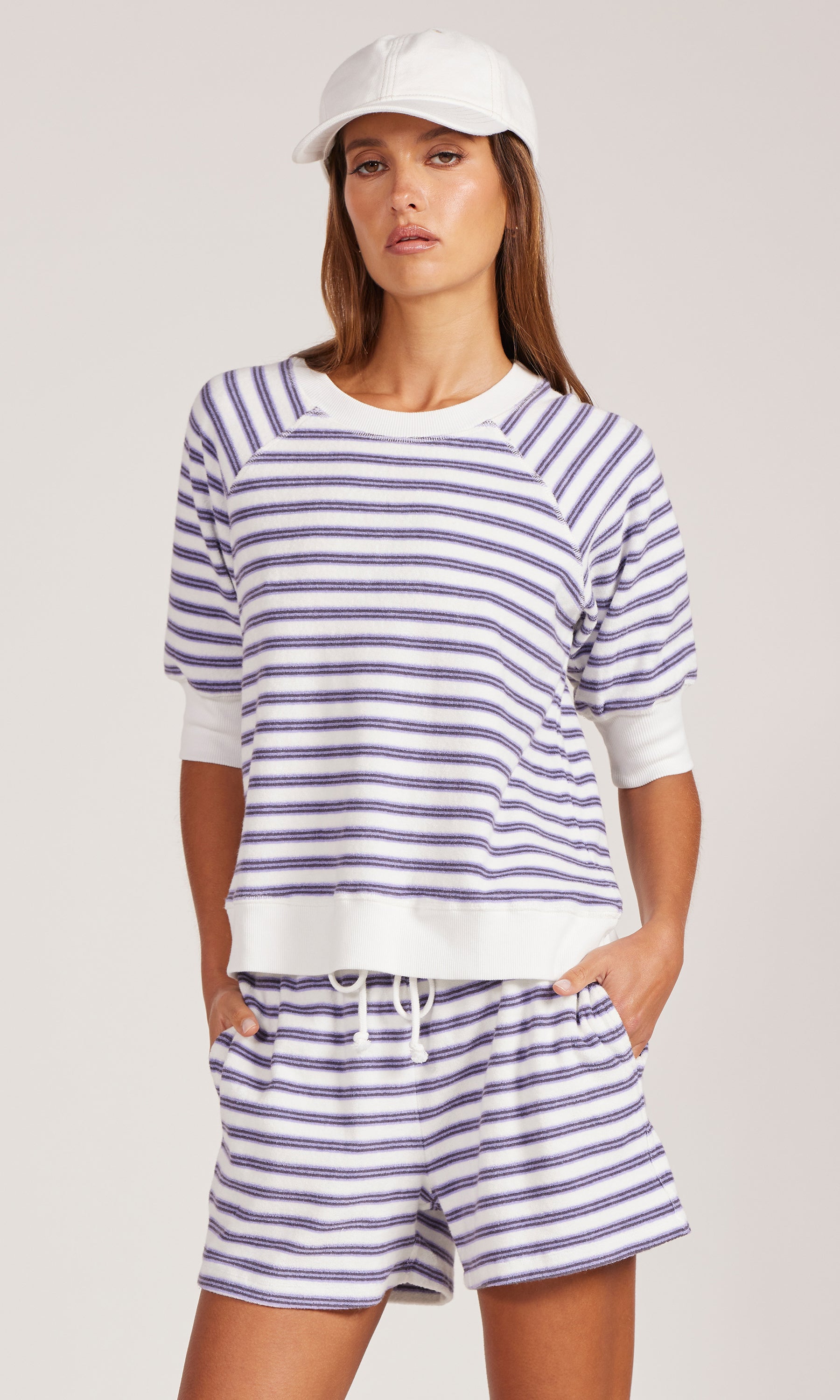 Bobi Raglan Purple Stripe 2-Piece Set