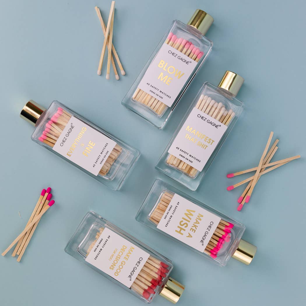 Make A Wish Matches - Glass Bottle Matchsticks - Bright Pink