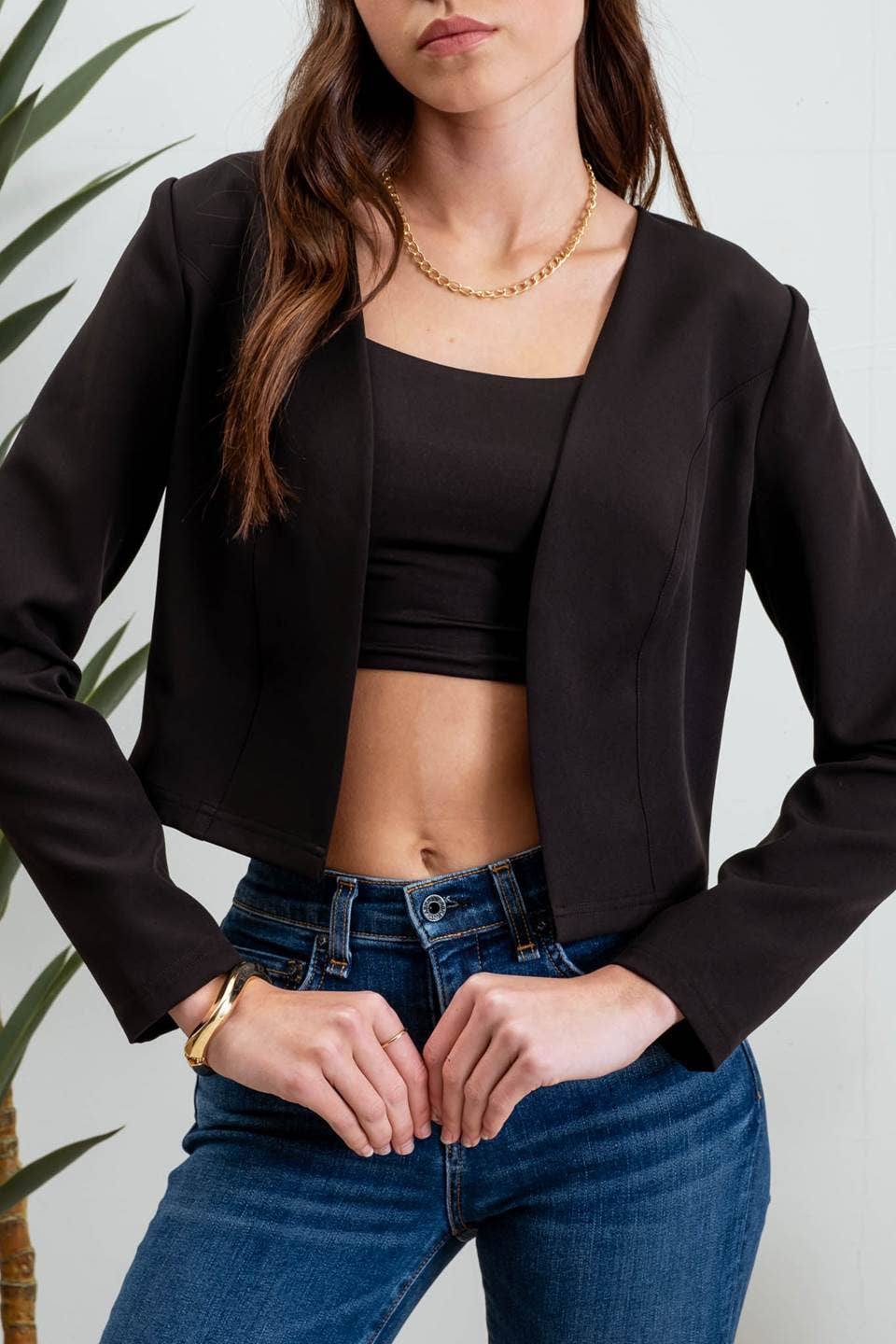 LAYNIE Collarless Crop Blazer