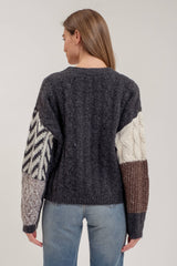 ORACLE Patchwork CableKnit Cardigan Top