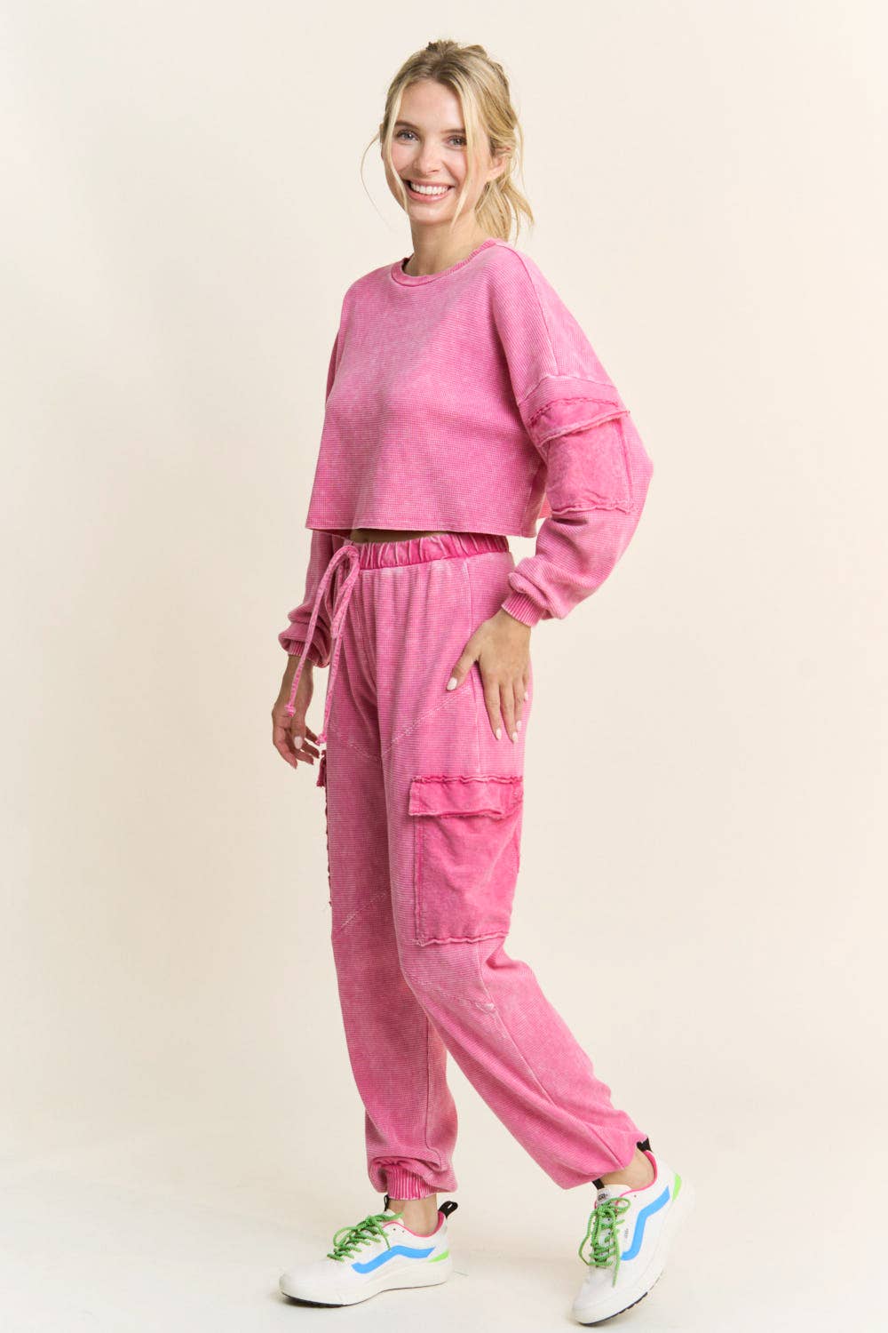 NEXT LEVEL Waffle Mineral Wash CargoPocket Joggers