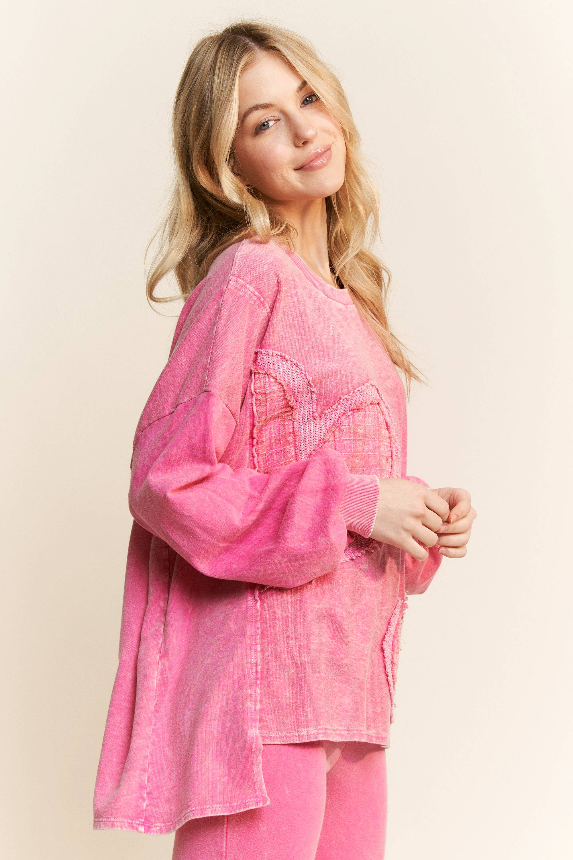 ENAMORED Mineral Washed Valentines Heart Sweatshirt