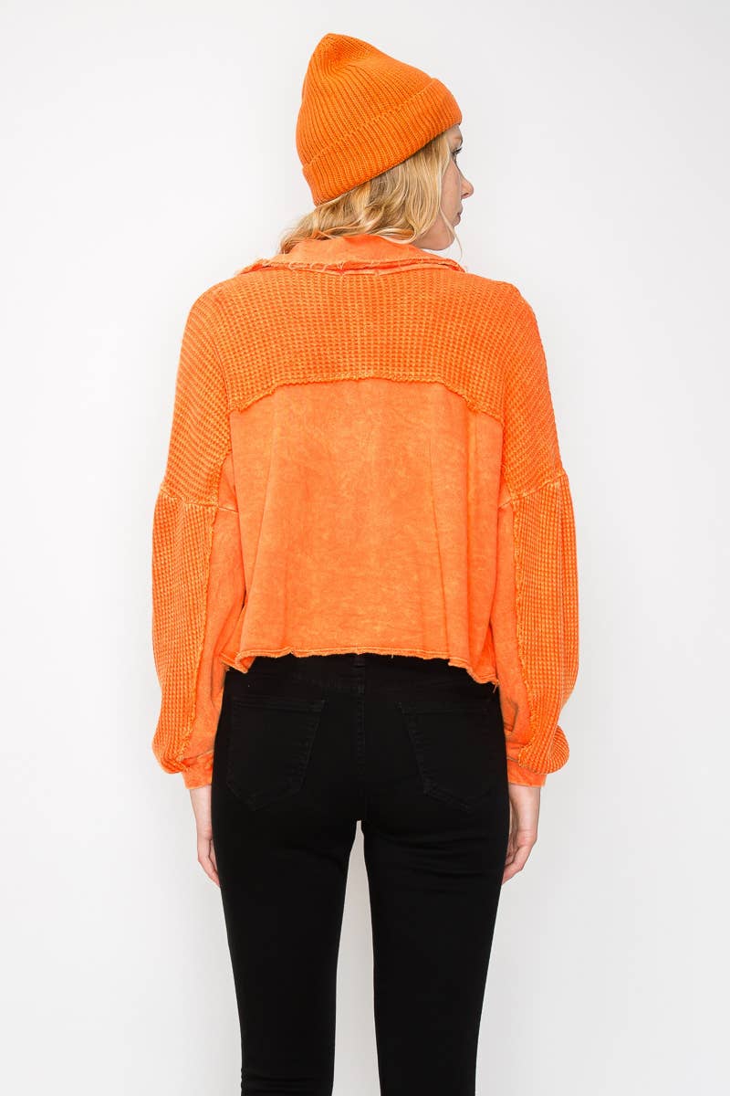 SGA WaffleKnit Cropped Shacket Top
