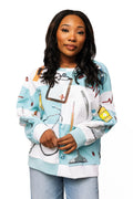 Queen of Sparkles Light Blue & White Checkered Medical Instrument Icon Sweatshirt