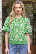 SAMBA Embroidered Eyelet BubbleSleeve Top
