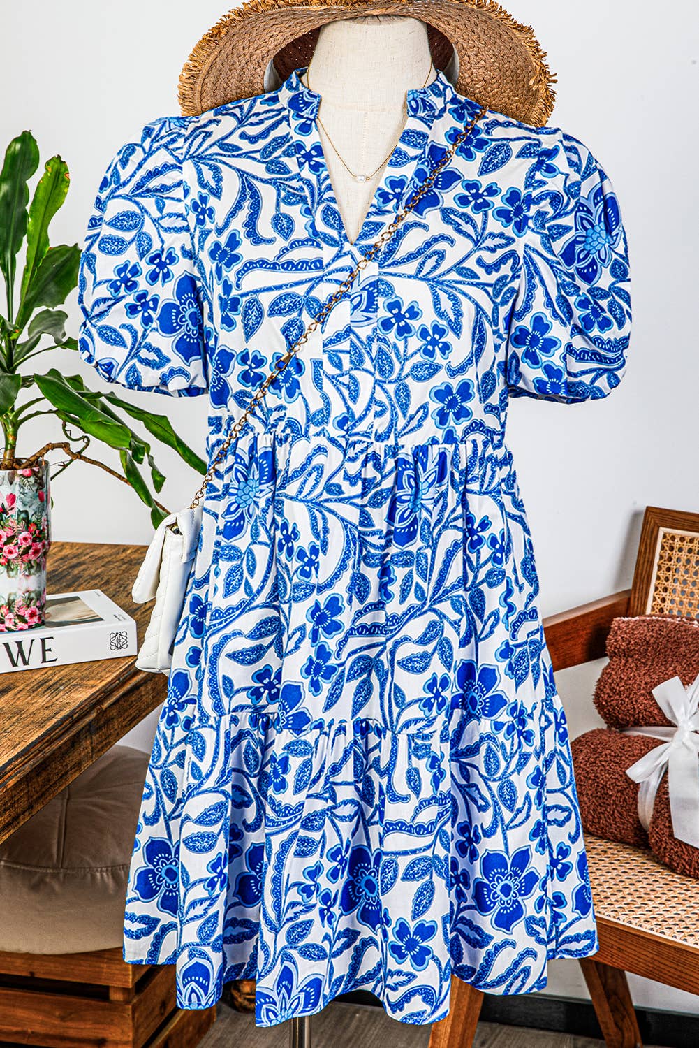 WAIVER Floral PuffSleeve Tiered Dress