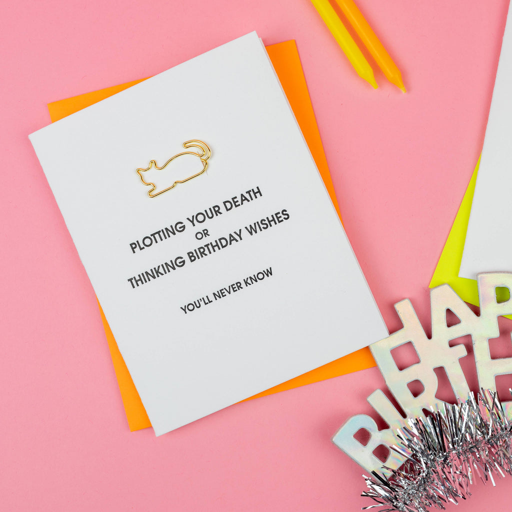 PLOTTING YOUR DEATH - Letterpress Paper Clip Greeting Card