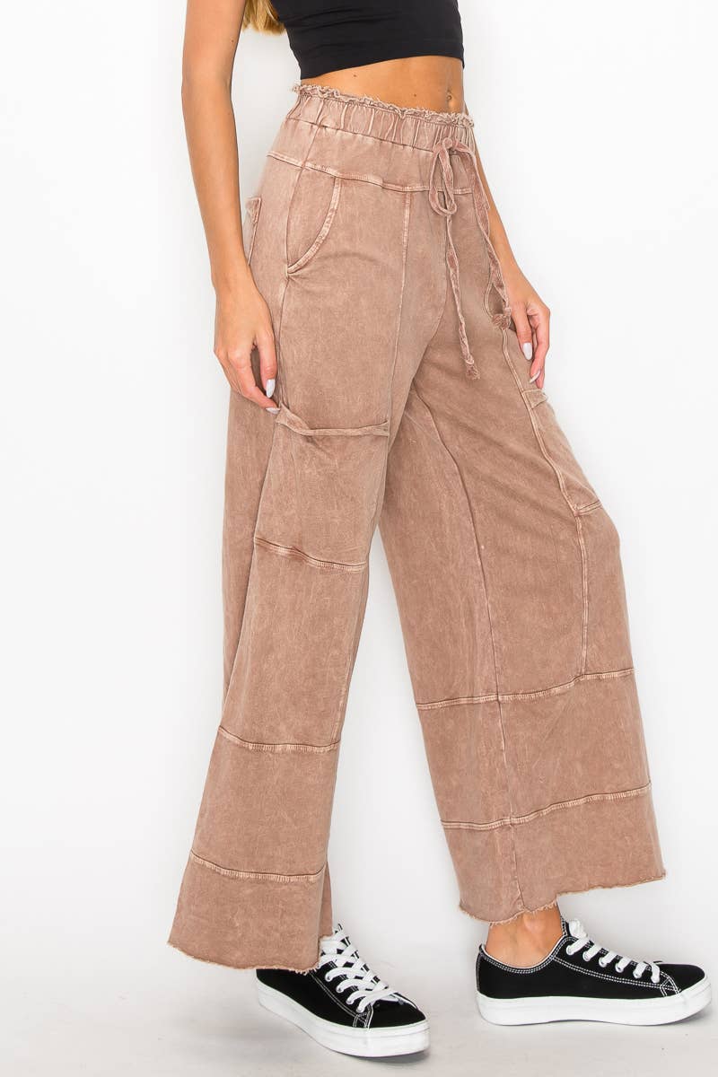 ECHOES Mineral Wash Wide leg Cropped pants