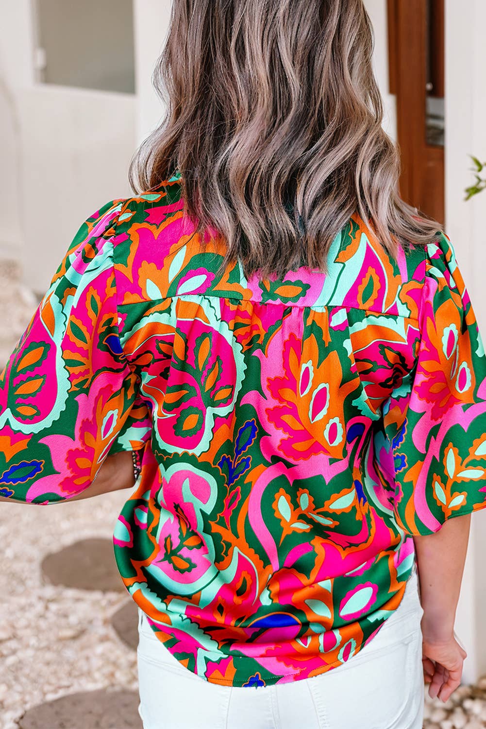 EXPOSED Floral Ruffle V-Neck Top