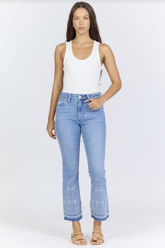 DEAR JOHN Jeanne Embroidered Denim Jeans