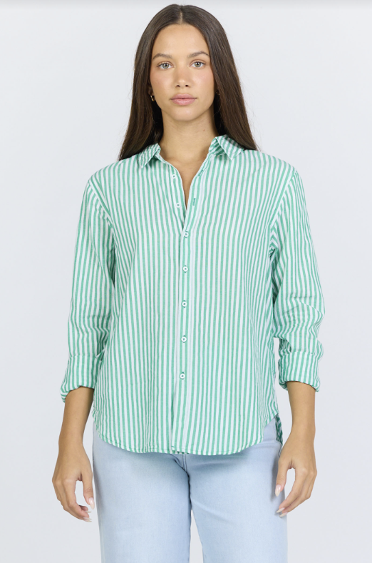 DEAR JOHN Lolita Striped Button Up - Green Grass