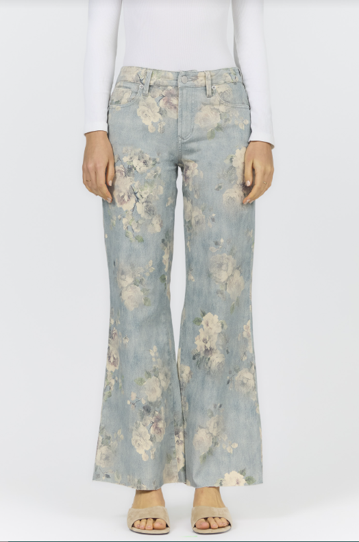 DEAR JOHN Micah MidRise Wide Leg Jean - Sea Glass Garden