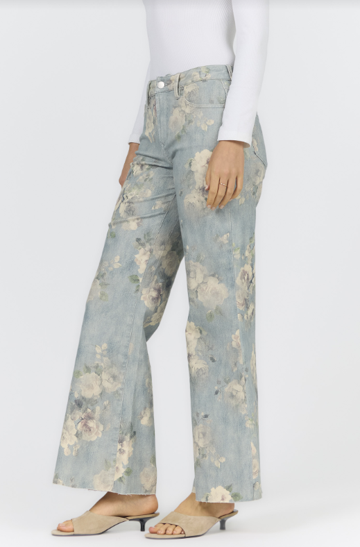 DEAR JOHN Micah MidRise Wide Leg Jean - Sea Glass Garden