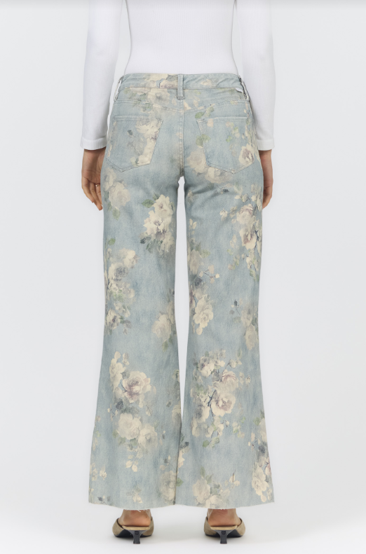 DEAR JOHN Micah MidRise Wide Leg Jean - Sea Glass Garden