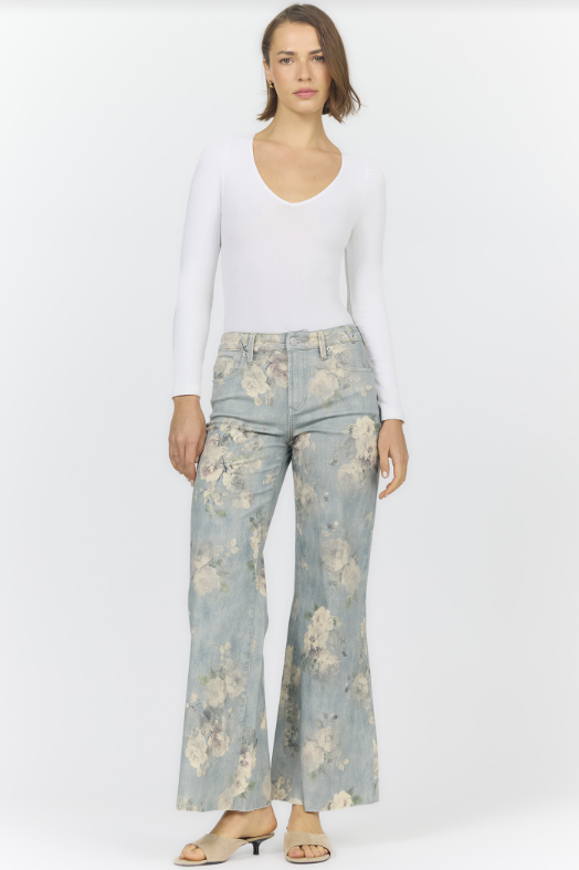 DEAR JOHN Micah MidRise Wide Leg Jean - Sea Glass Garden