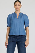 DEAR JOHN Sammi V-Neck Short Sleeve Denim Top