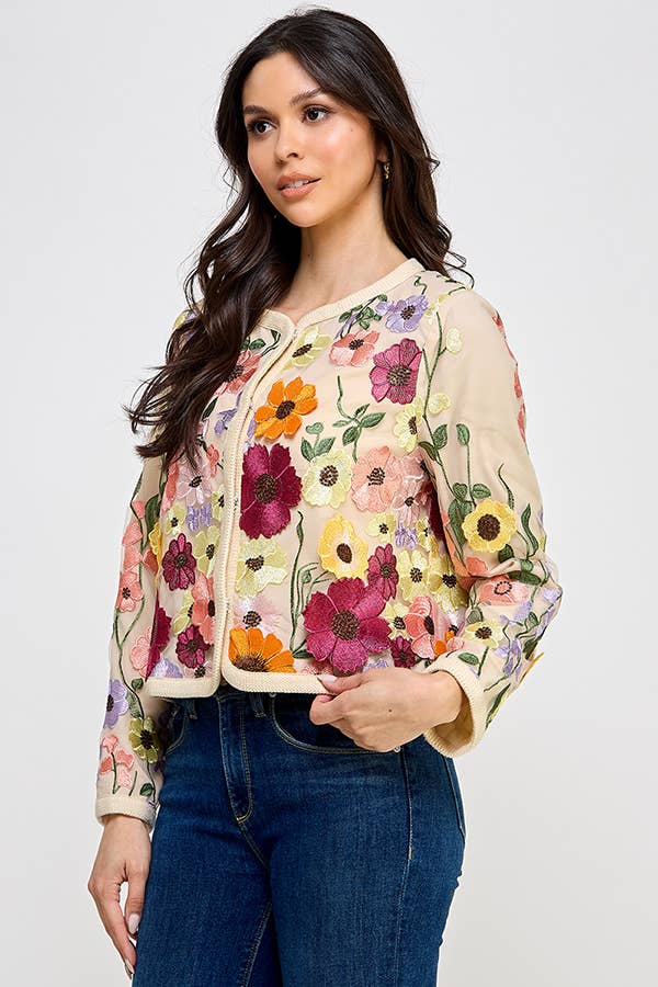 POPPY Flower Appliqué Jacket