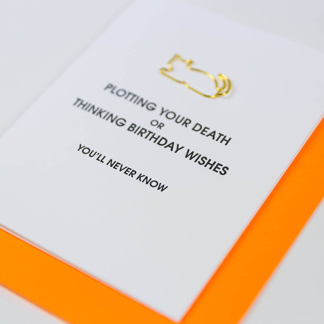 PLOTTING YOUR DEATH - Letterpress Paper Clip Greeting Card
