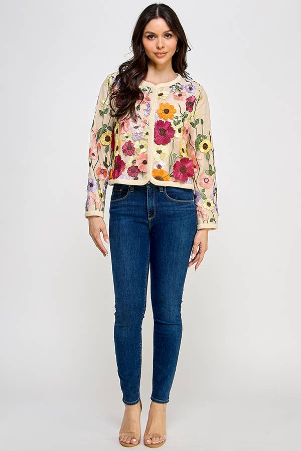 POPPY Flower Appliqué Jacket
