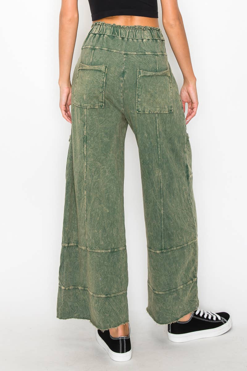 ECHOES Mineral Wash Wide leg Cropped pants