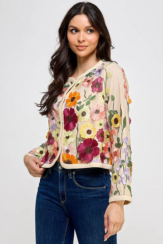 POPPY Flower Appliqué Jacket