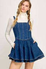 CHARMING DoubleLayer Corset Denim Tank Dress