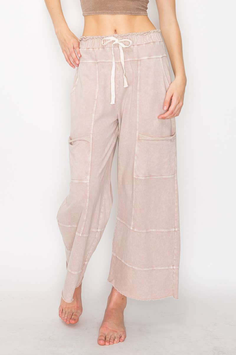 ECHOES Mineral Wash Wide leg Cropped pants