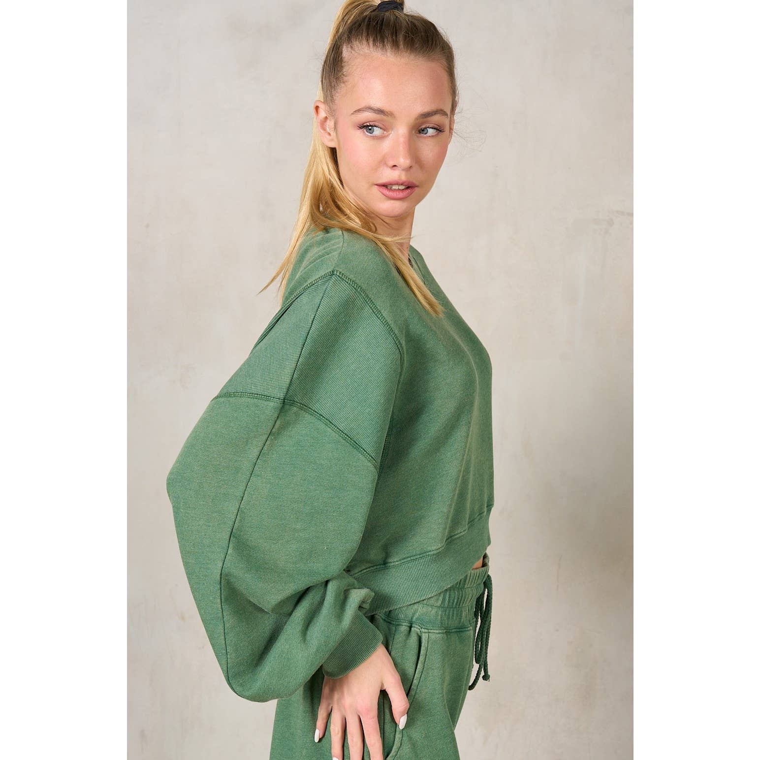 BROOKS RibKnit WaistCrop Sweatshirt Top