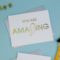 YOU ARE AMAZING - Lightning Bolt Paper Clip Letterpress Card