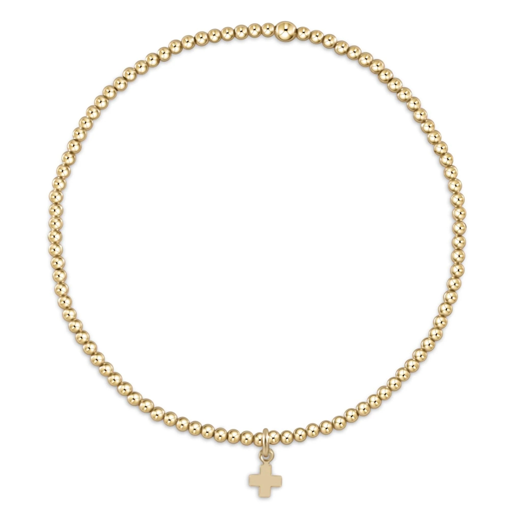ENEWTON EGIRL Classic Gold 2mm Bracelet - Signature Cross Small Gold Charm