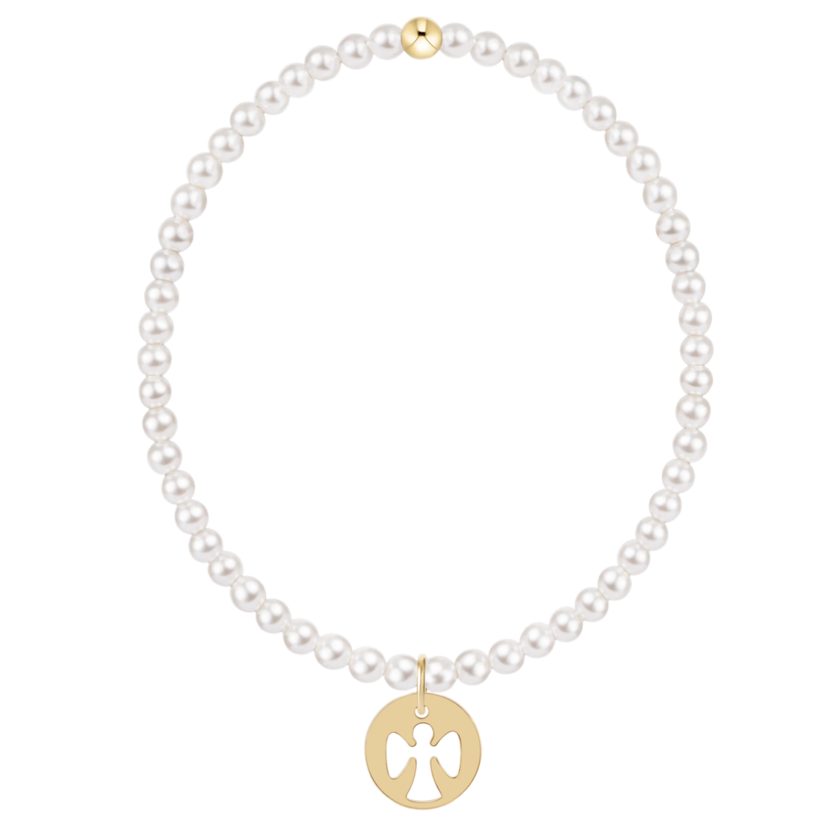 ENEWTON EGIRL Classic Pearl 3mm Bracelet - Guardian Angel Gold Disc