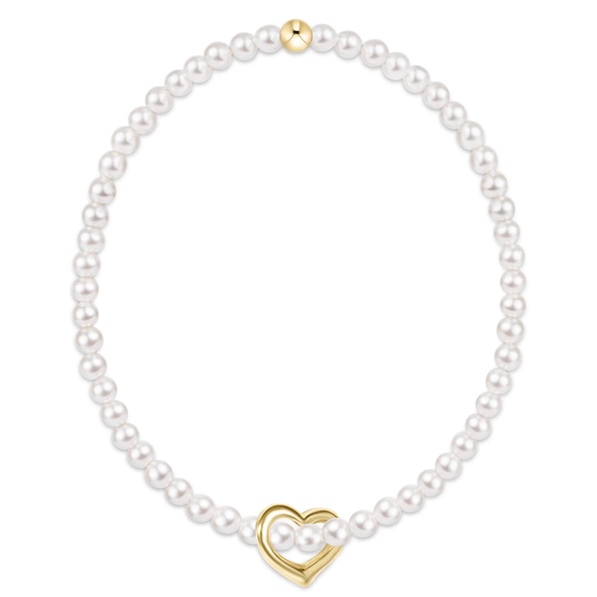 ENEWTON EGIRL Classic Pearl 3mm Bracelet - Love Gold Charm