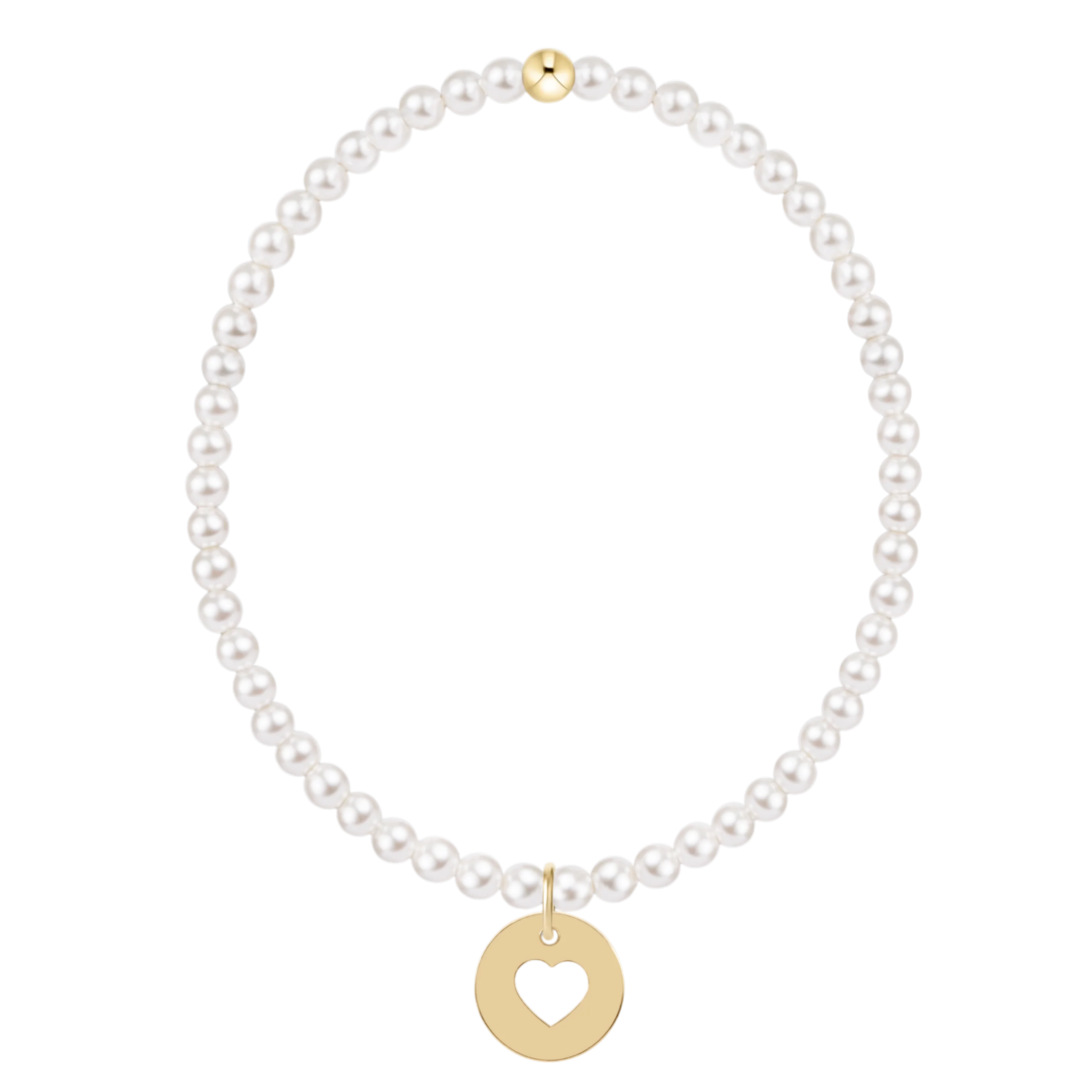ENEWTON EGIRL Classic Pearl 3mm Bracelet - Love Gold Disc