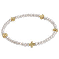 ENEWTON EGIRL Signature Cross Small 3mm Pearl Bracelet - Gold