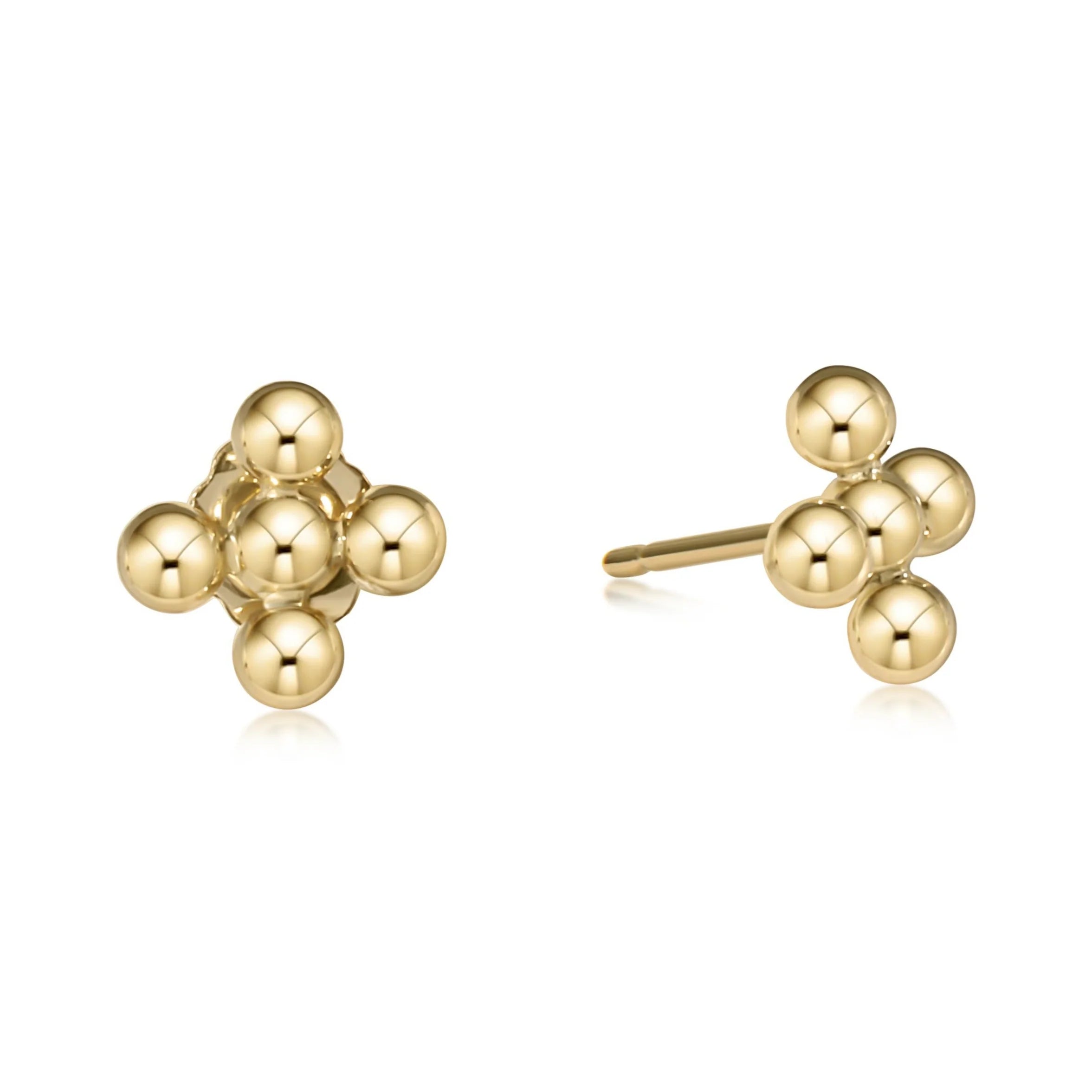 ENEWTON Signature Cross Beaded 3mm Gold Studs